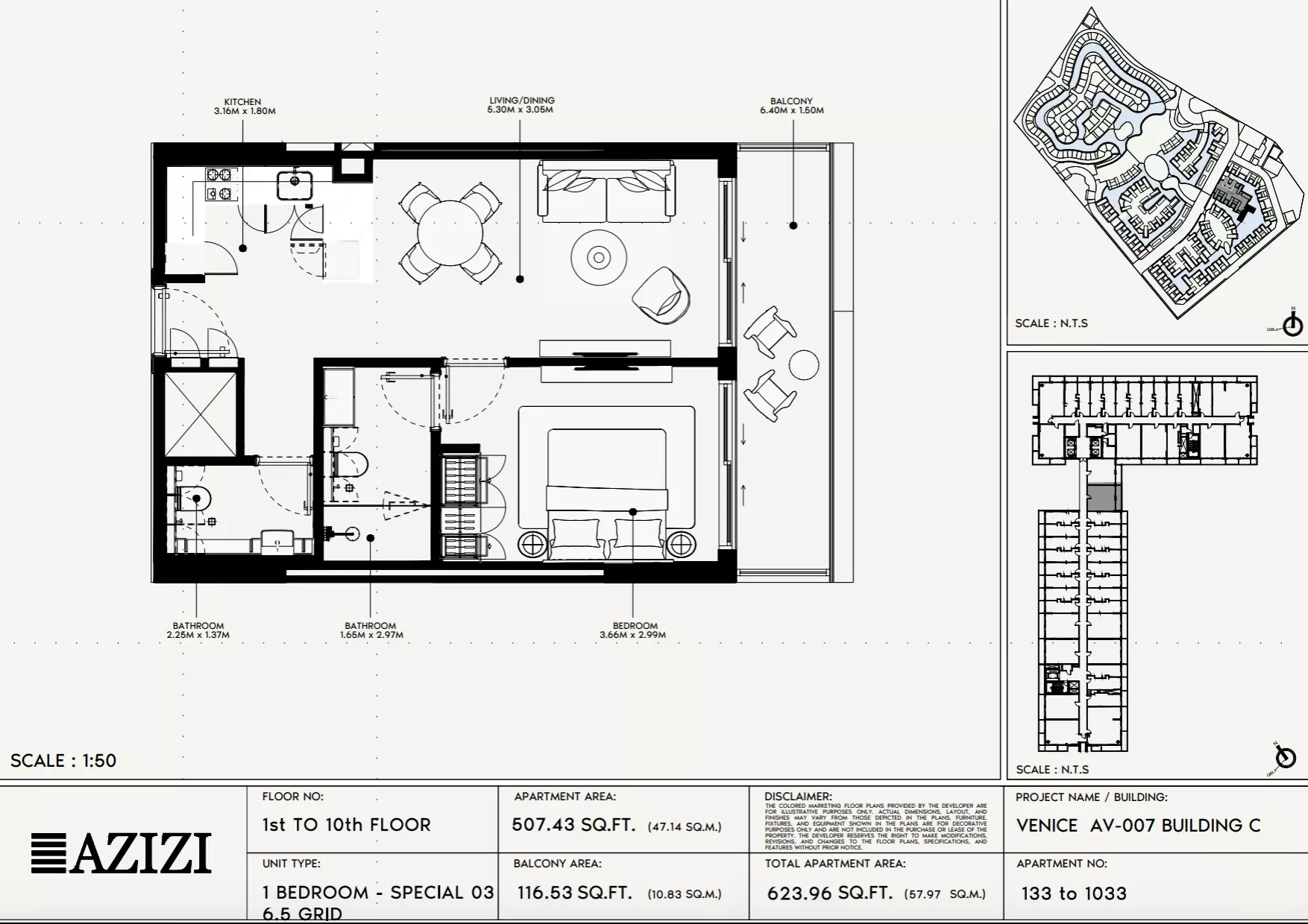 Azizi Venice 7 Type 133-Building C, 1 bed