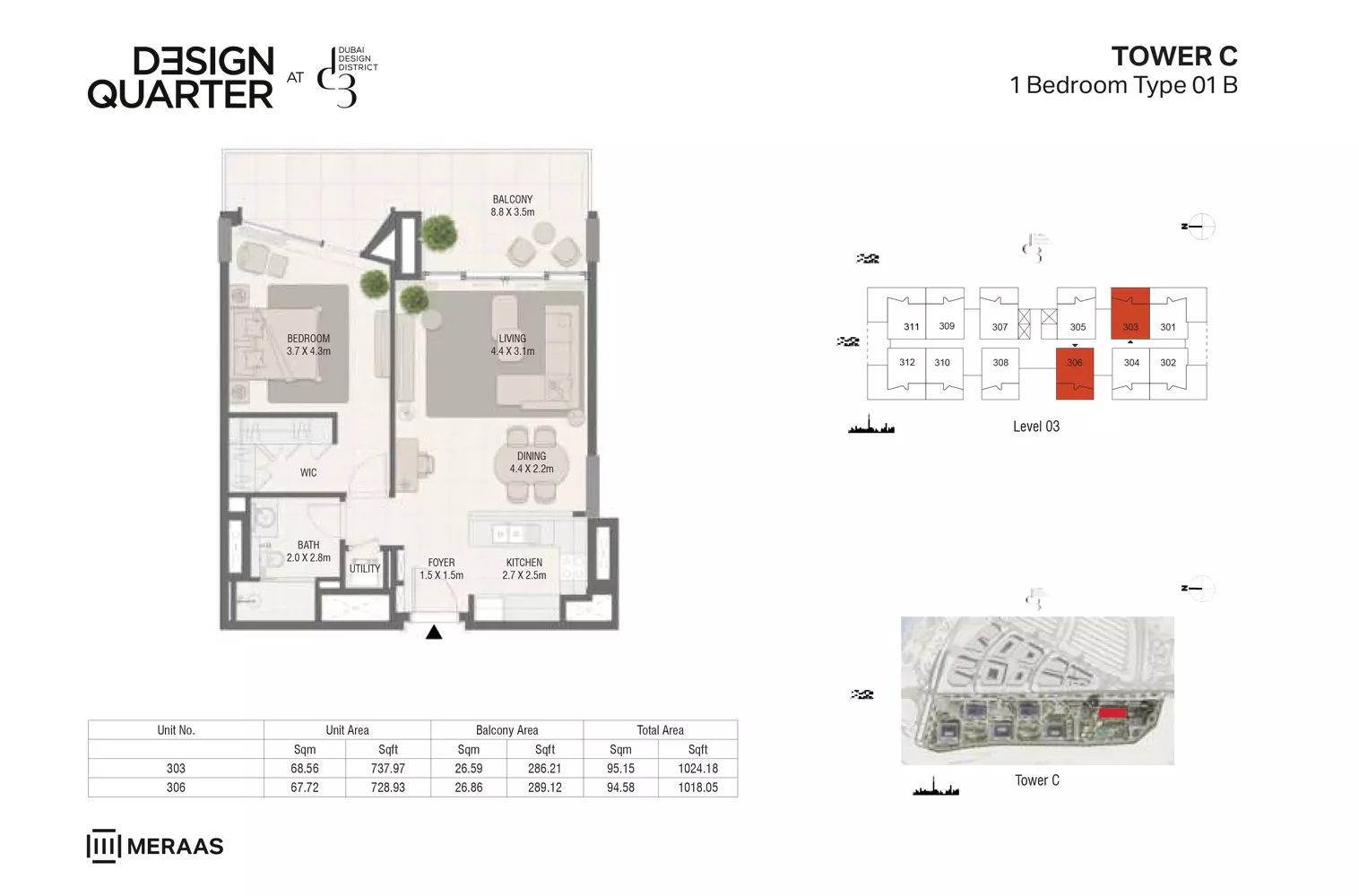 Design Quarter Building C _ Type Type 01 B, 1 bed