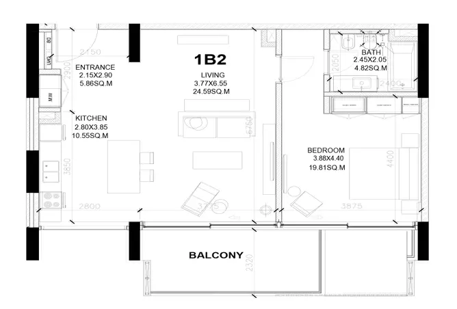 Sealine Residence — 1BR floor plan