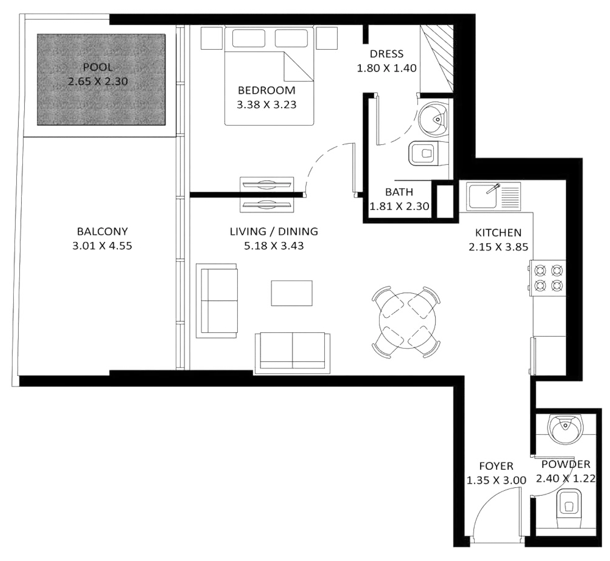 Oceanz By Danube Type E, 1 bed