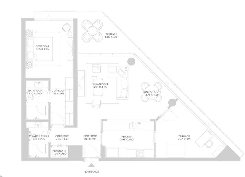 Rixos Phase 2 By Nakheel — 1BR floor plan