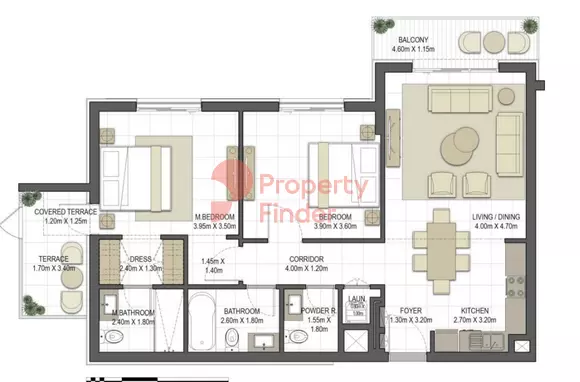 Aysha Residences By Eagle Hills B2-TYPE 2A-3, 2 beds