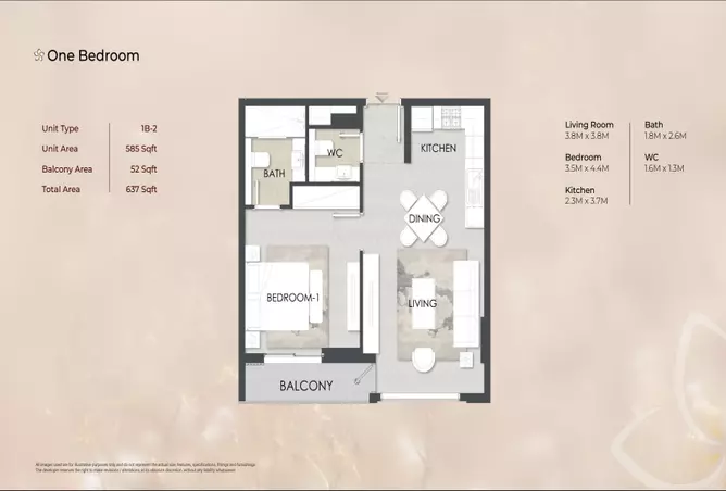 Alba Residences — 1BR floor plan