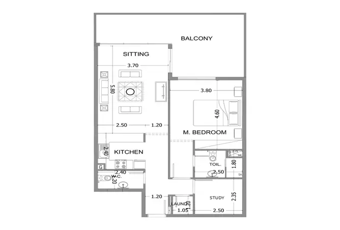 Sea View Residence By Sama Mayas — 1BR floor plan