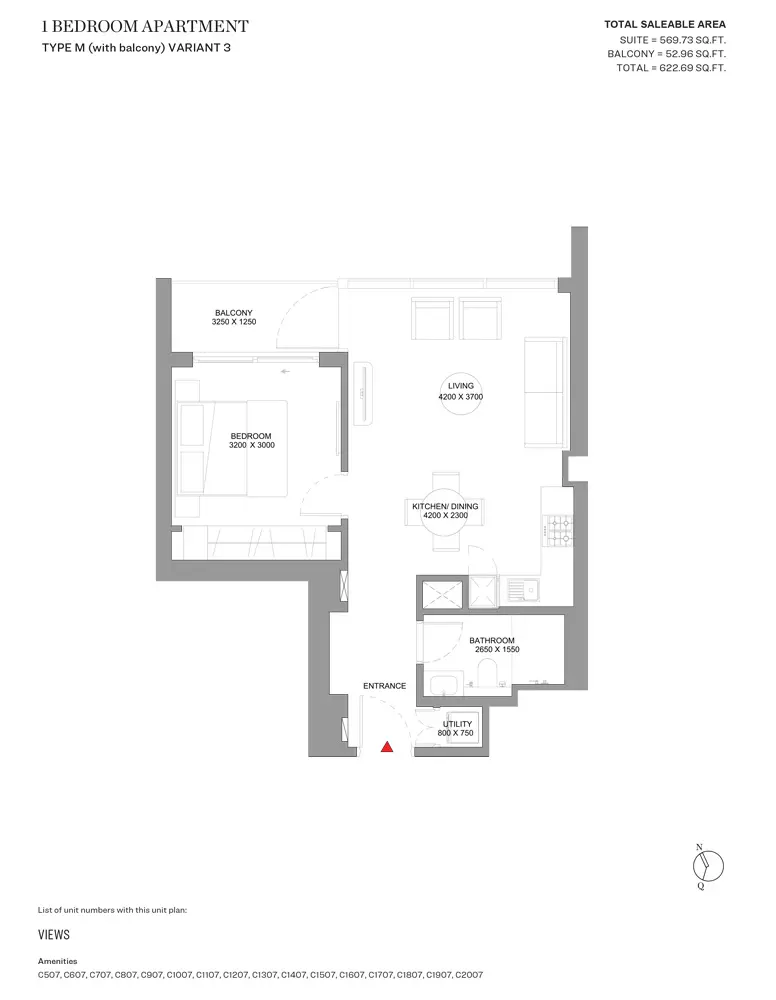 Sobha Orbis Type M-Variant 3-Tower C, 1 bed