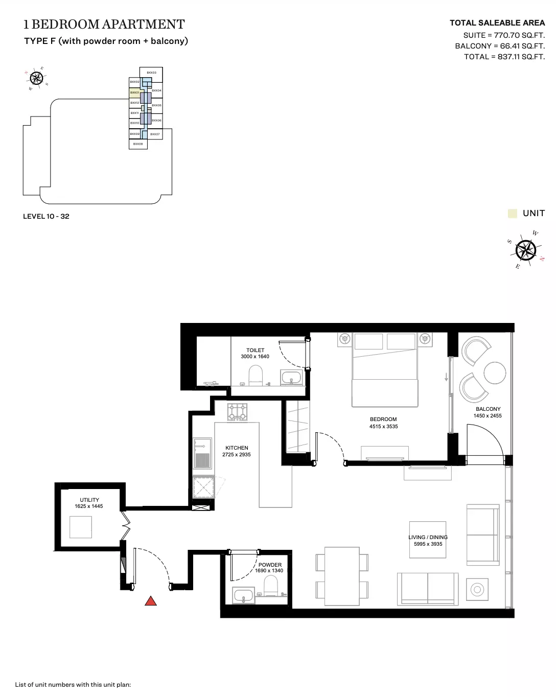 Sobha Creek Vistas Heights Type F (With Powder Room + Balcony), 1 bed