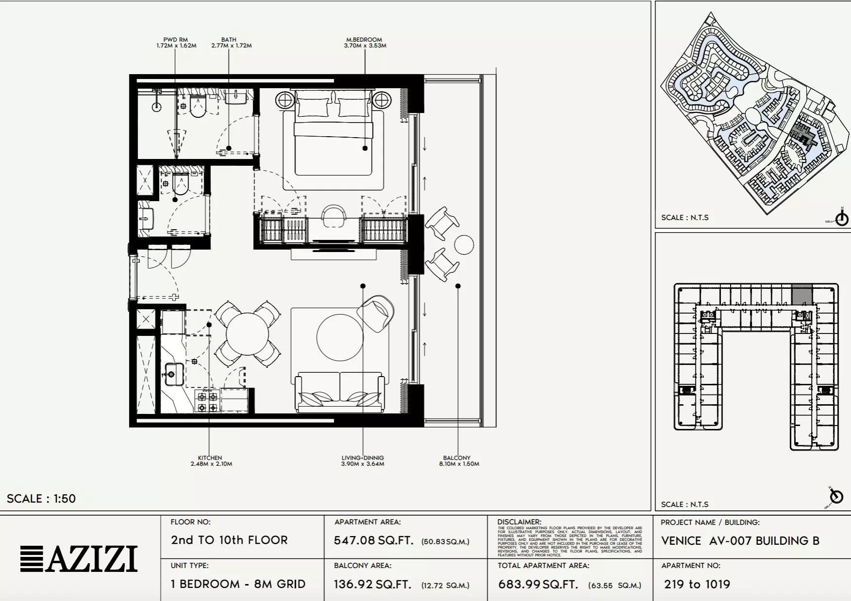 Azizi Venice 7 Type 219-Building B, 1 bed