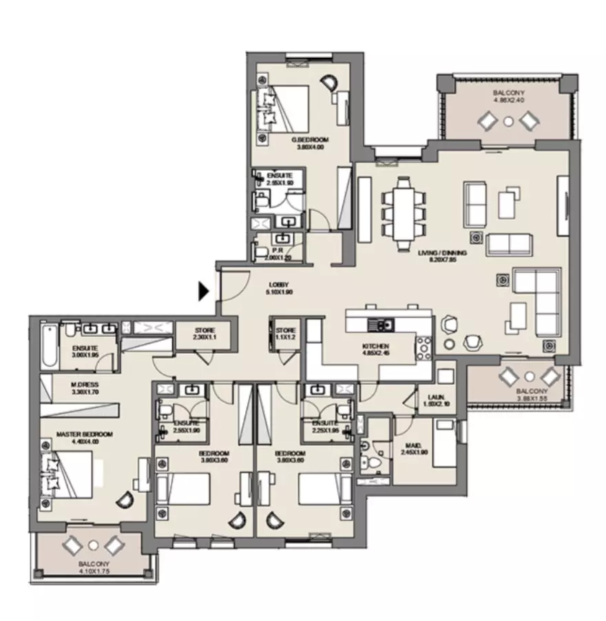 Al Jazi B4-Type D1, Level 6,7, 4 beds