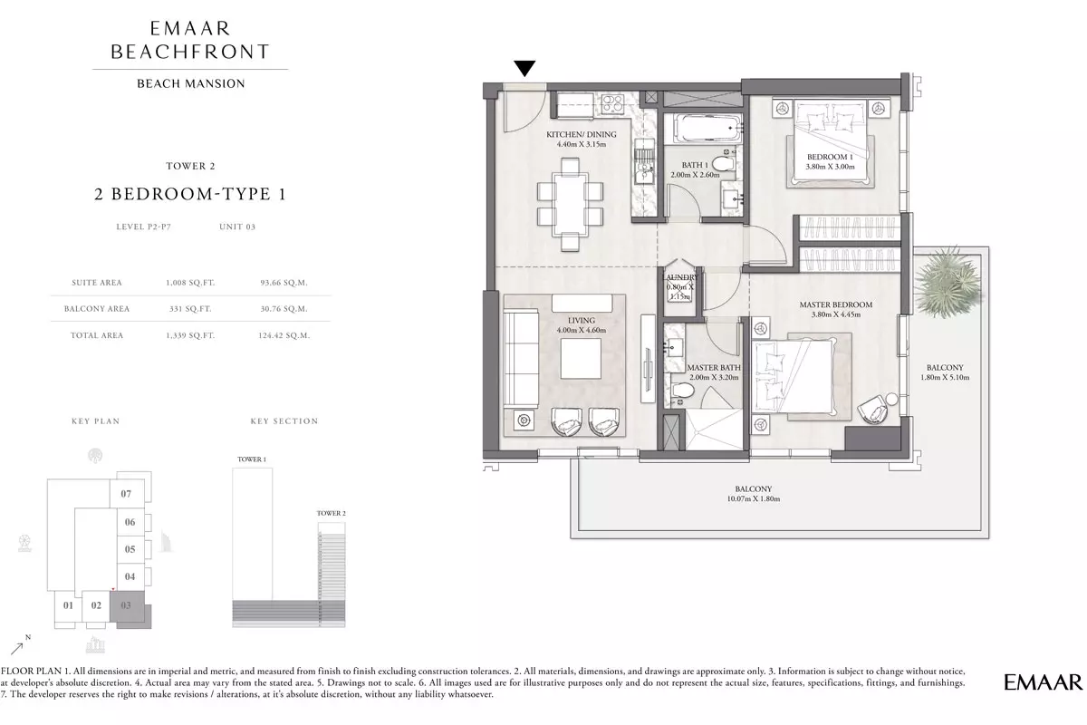 Beach Mansion Tower 2 Type 1, Level P2-P7, Unit 03, 2 beds