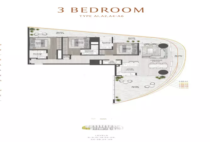 The Sapphire — 3BR floor plan