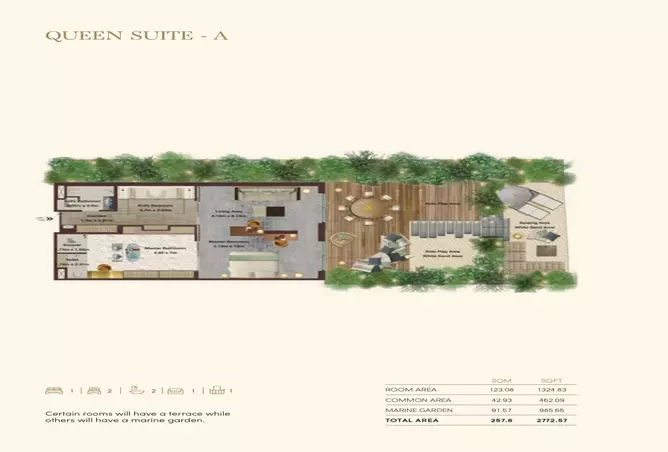 Portofino Hotel — 2BR floor plan