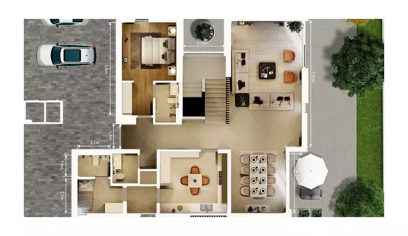 صورة مخطط ارضية الوحدة