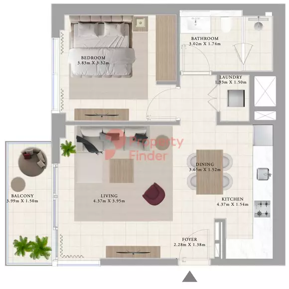 Club Drive — 1BR floor plan