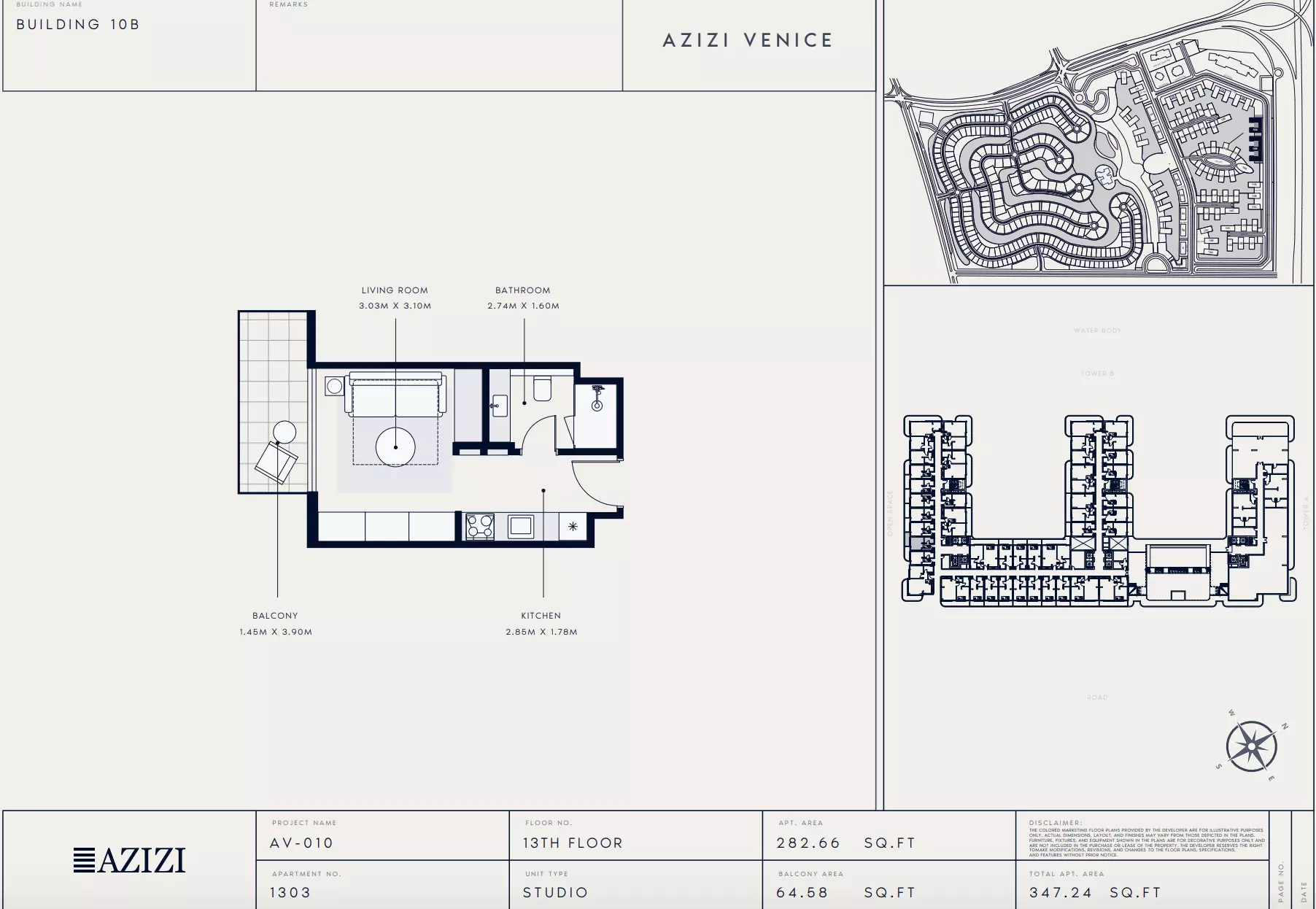 Azizi Venice 10 Type 1302-Building B, studio