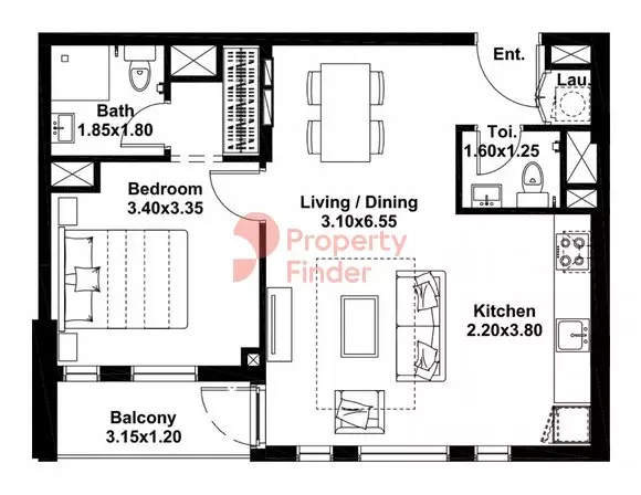Midtown Noor Type-B Level-2-9, 1 bed