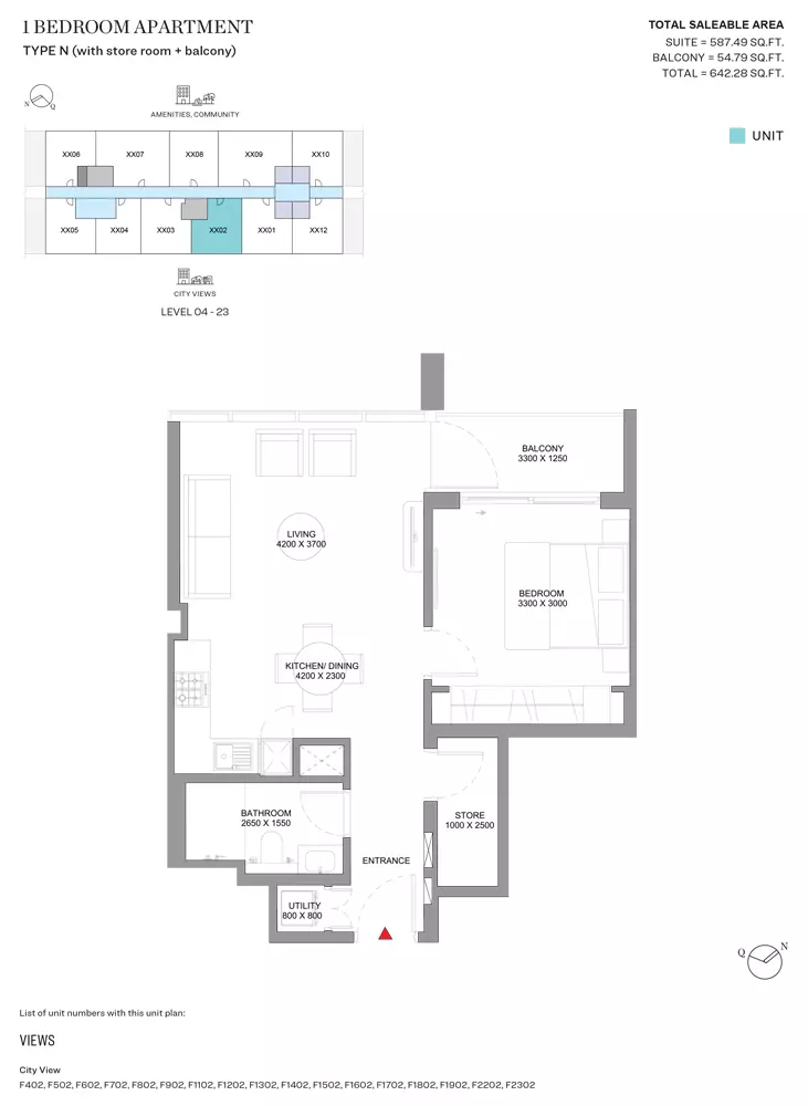 Sobha Orbis Type N-Tower F, 1 bed