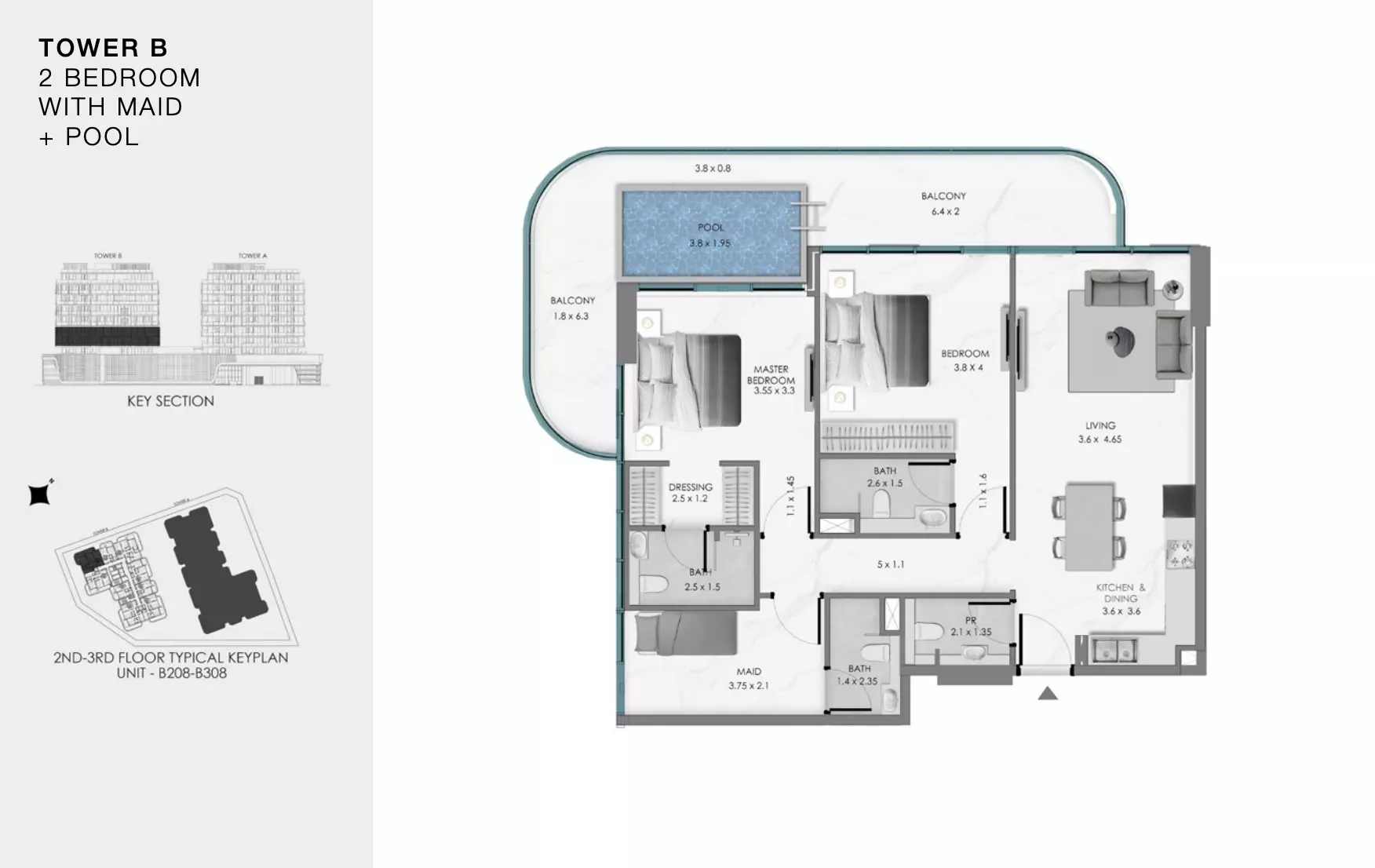 Ocean Bay by Samana Type B308, 2 beds
