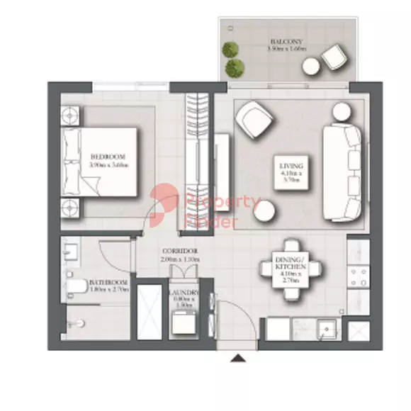 Park Horizon Type B building 2 podium level unit p04, 1 bed
