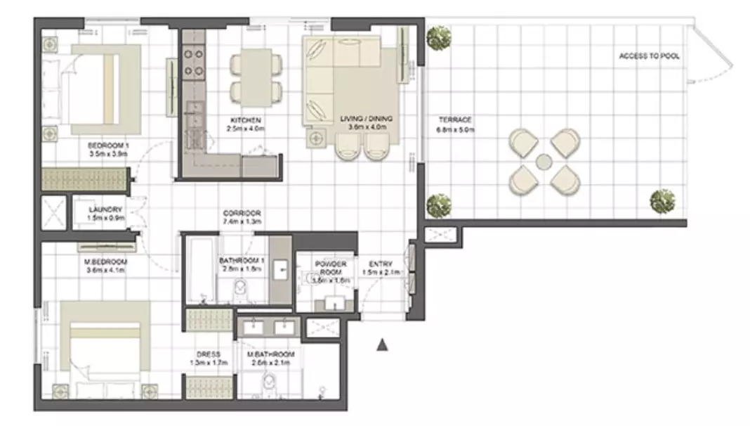 Crystal Residences — 2BR floor plan