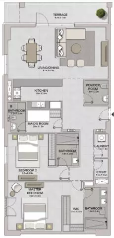 La Sirene Phase1 By Meraas Type 1A, 2 beds