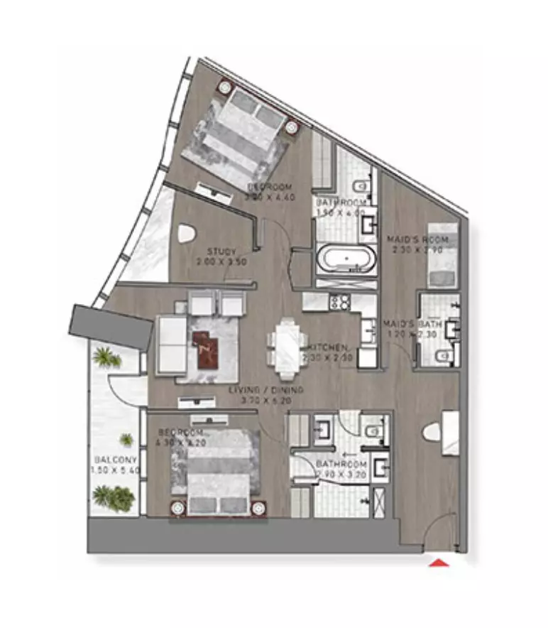 Safa Two Type 33, 2 beds