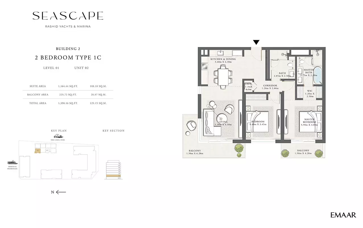 Seascape B2-Type 1C, Level 01, Unit 02, 2 beds