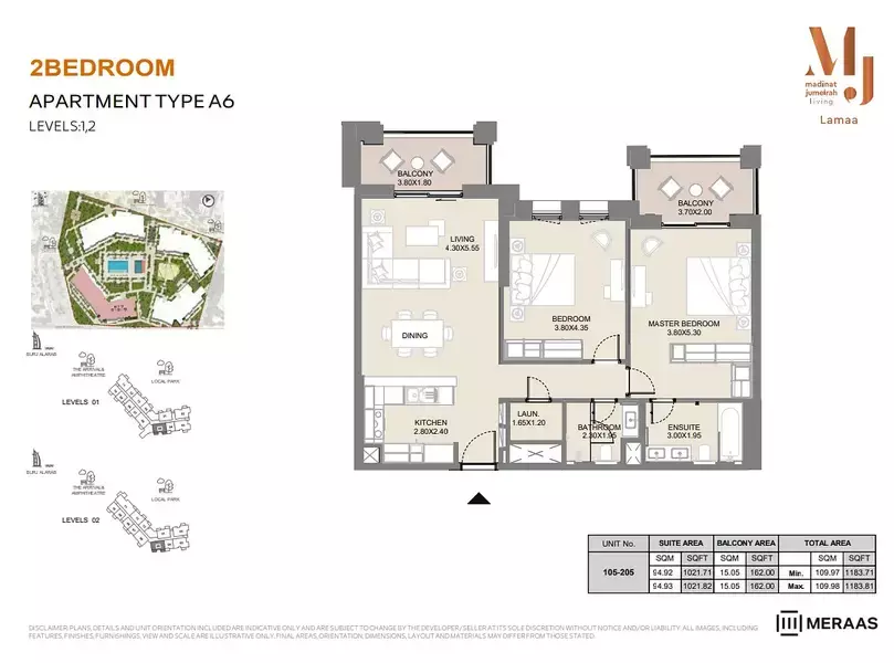 Lamaa Mjl Building 2 - Type A6 - Unit 105, 205, 2 beds