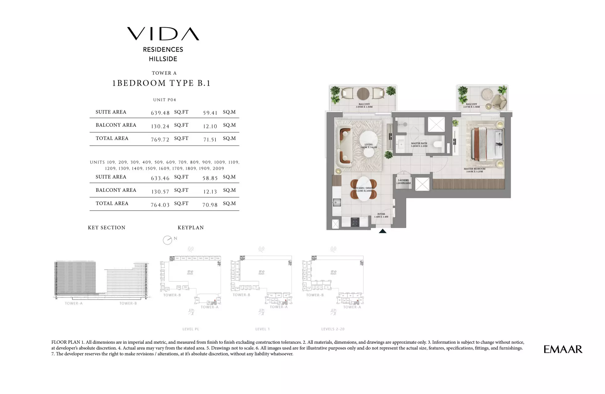 Vida Residences Hillside Type B1-Tower A, 1 bed