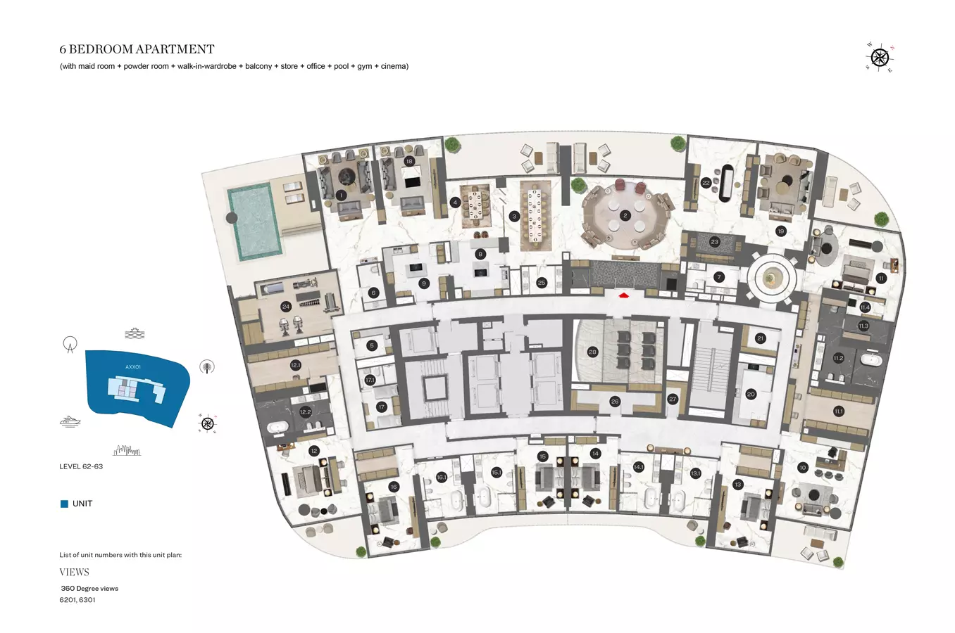 Sobha Seahaven Type A, 6 beds