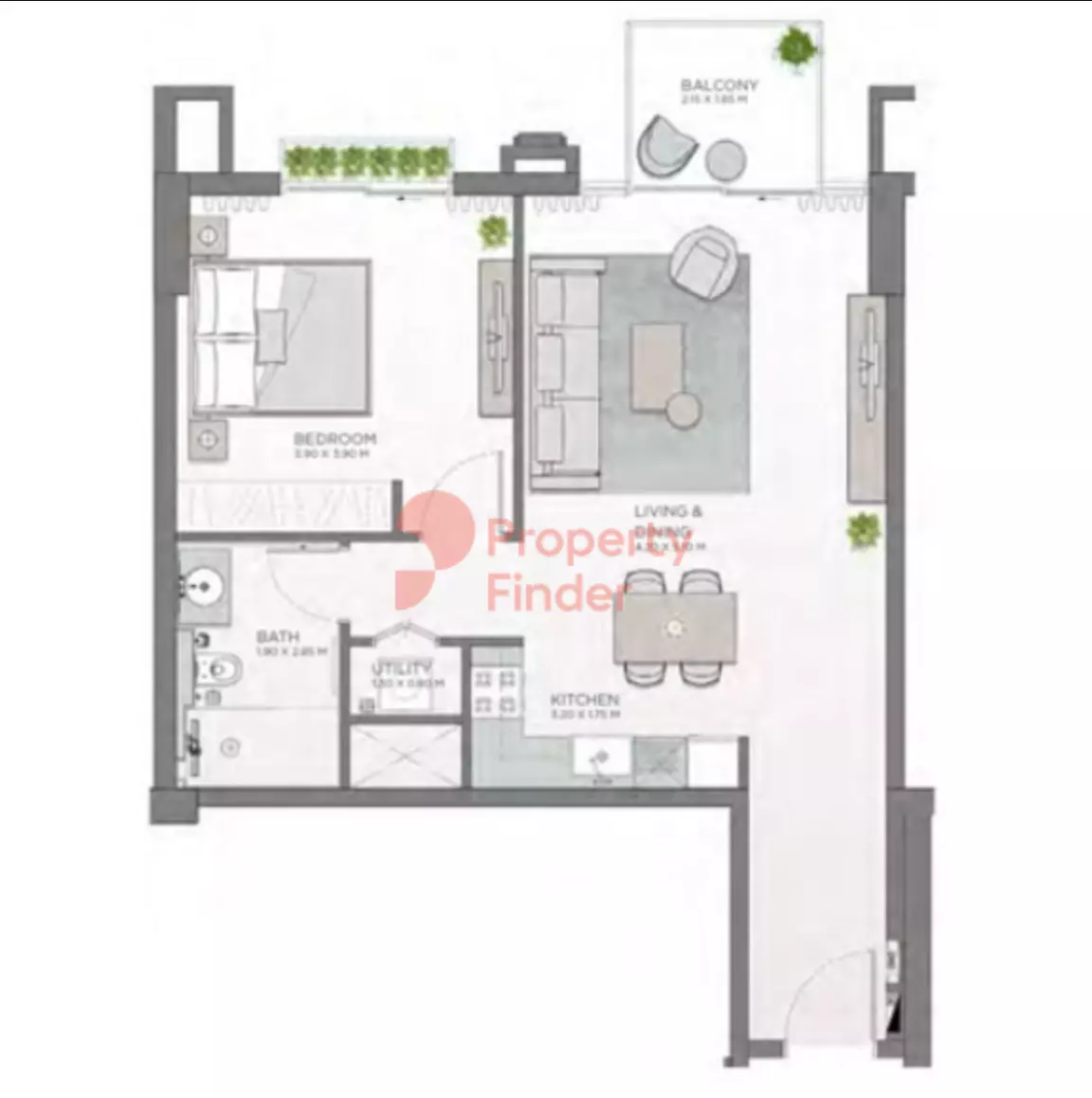 Celadon City Walk By Meraas — 1BR floor plan