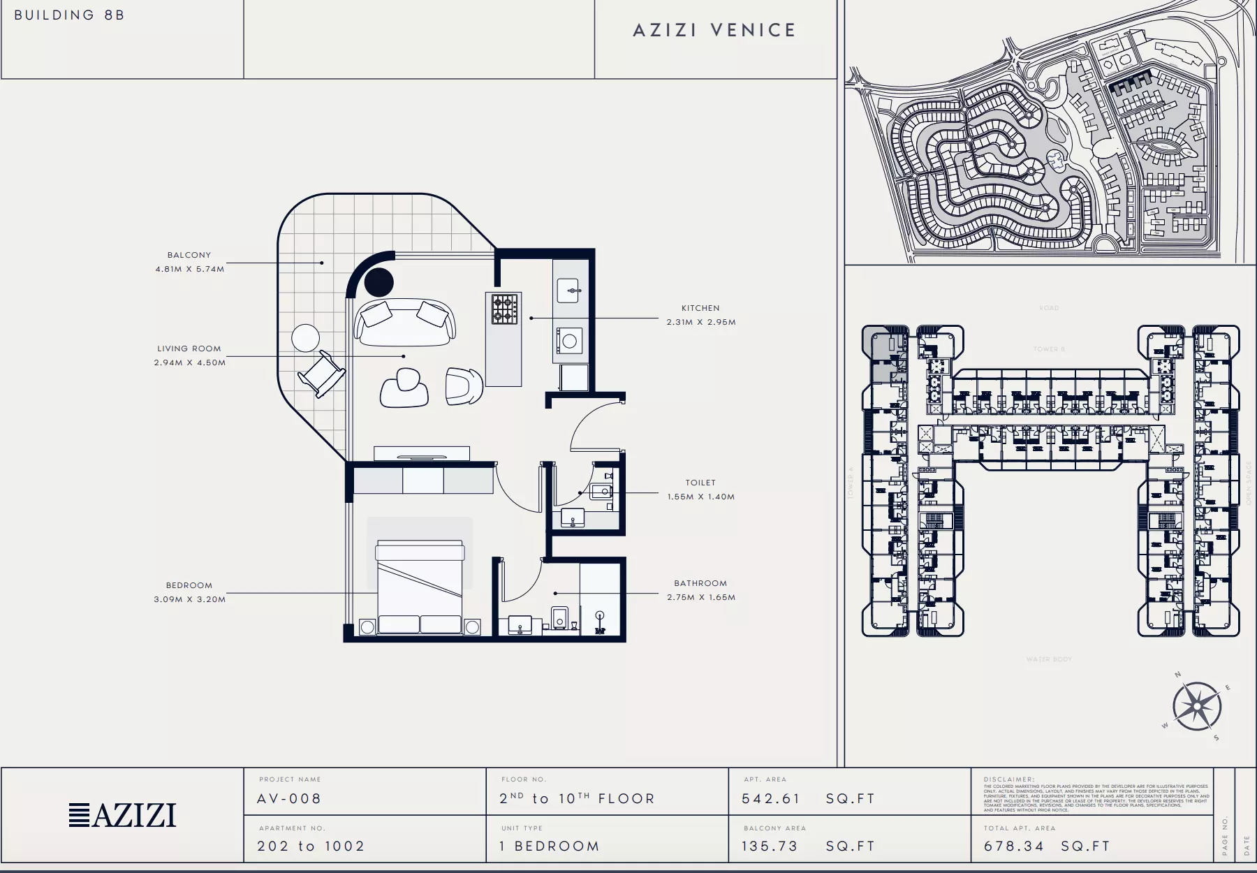 Azizi Venice 8 Type 202-Building B, 1 bed
