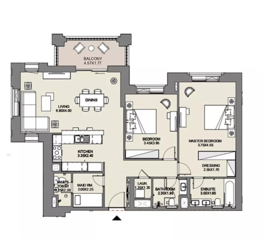 Al Jazi B4-Type B1, Level 1, 2 beds