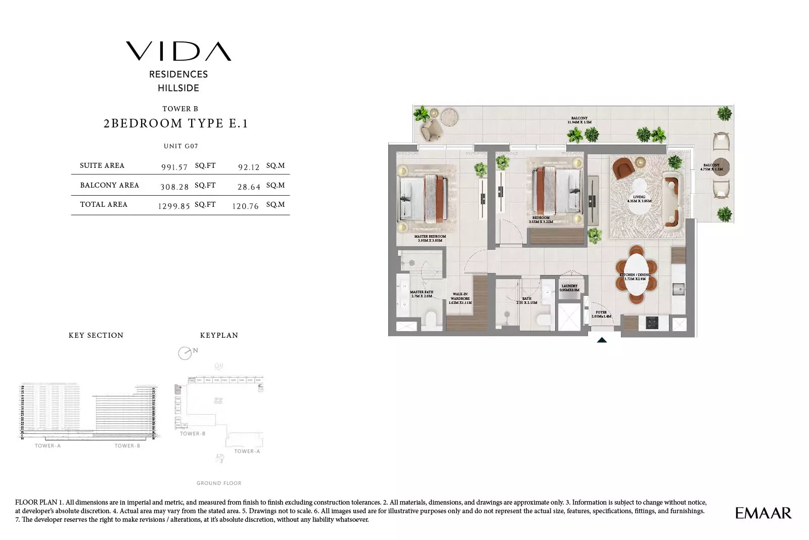 Vida Residences Hillside Type E1-Tower B, 2 beds