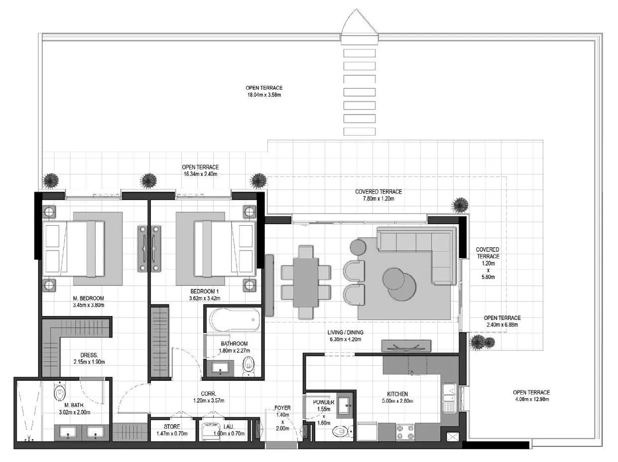 Aysha Residences By Eagle Hills Type A, 2 beds