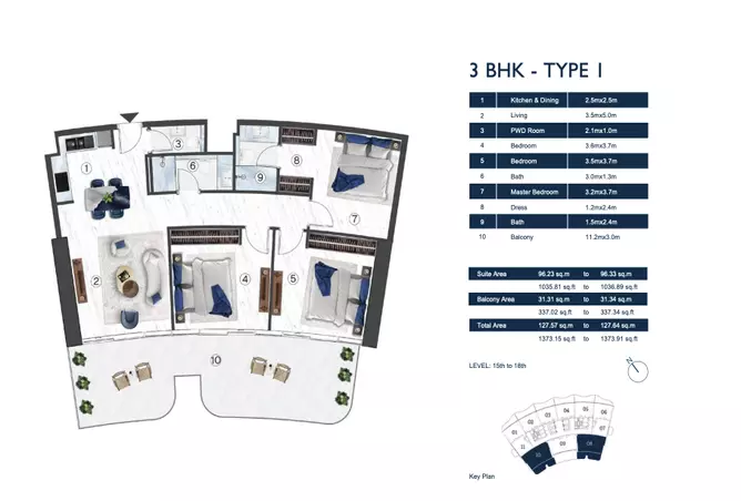 Radisson Blu Hotel & Residences — 3BR floor plan