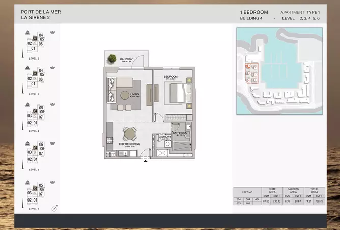 La Sirene Phase 2 By Meraas — 1BR floor plan