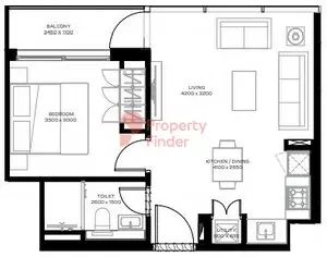 Sobha Hartland - Crest Grande — 1BR floor plan