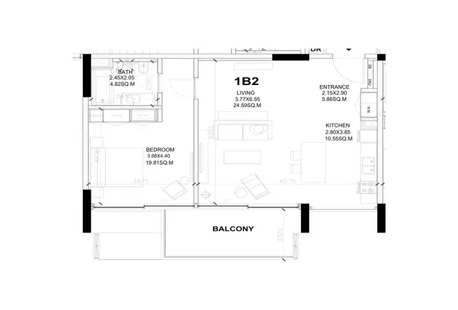 Sealine Residence — 1BR floor plan