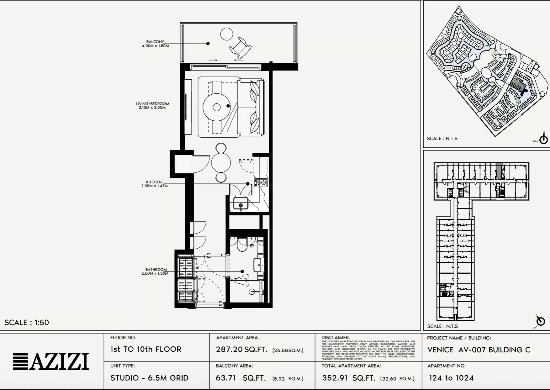 Azizi Venice 7 Type 124-Building C, studio