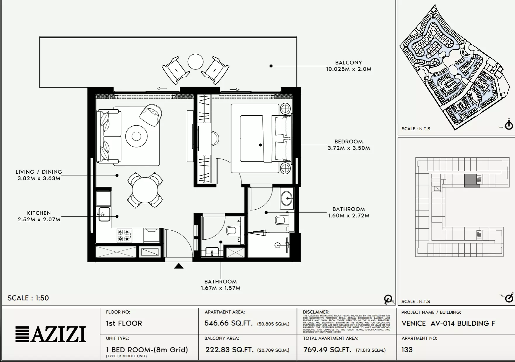 Azizi Venice 14 Type 133-Building F, 1 bed