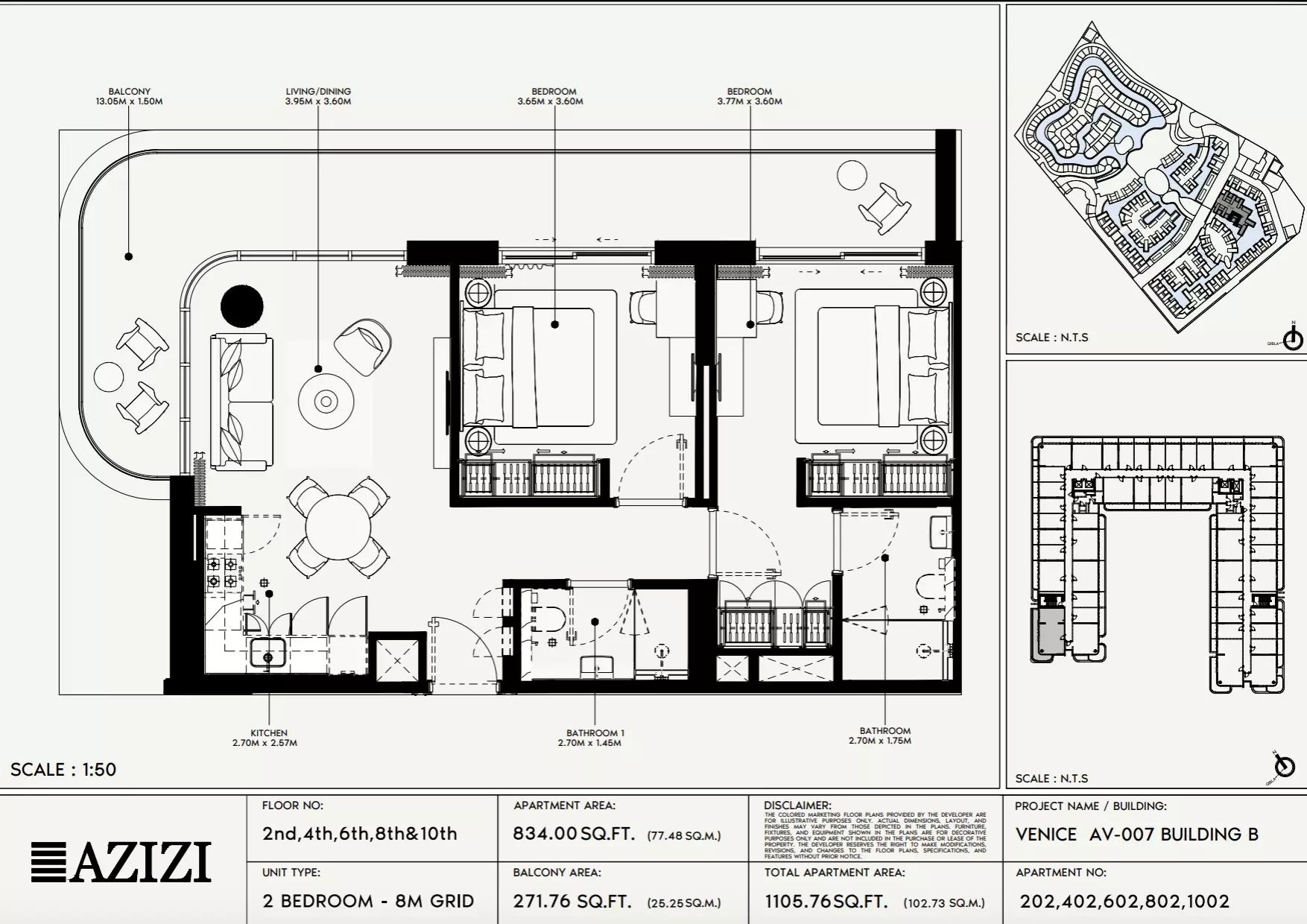 Azizi Venice 7 Type 202-Building B, 2 beds