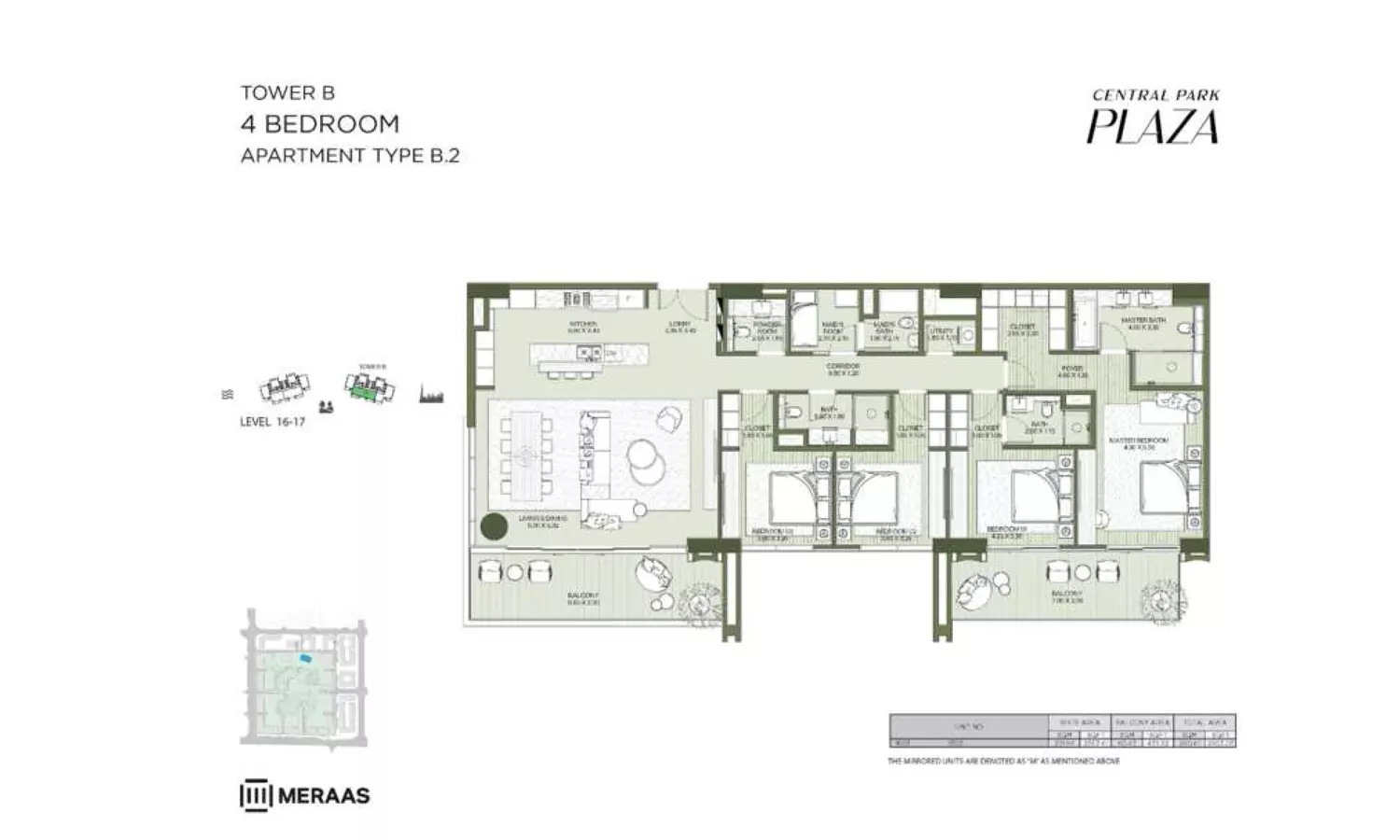 Central Park Plaza Tower B-Type B2, 4 beds