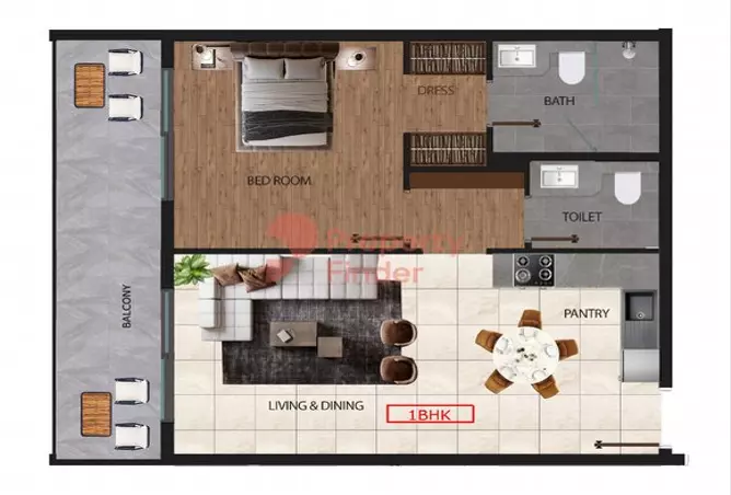 Marquis Elegance — 1BR floor plan