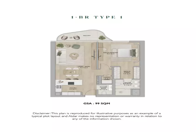 Mamsha Gardens — 1BR floor plan