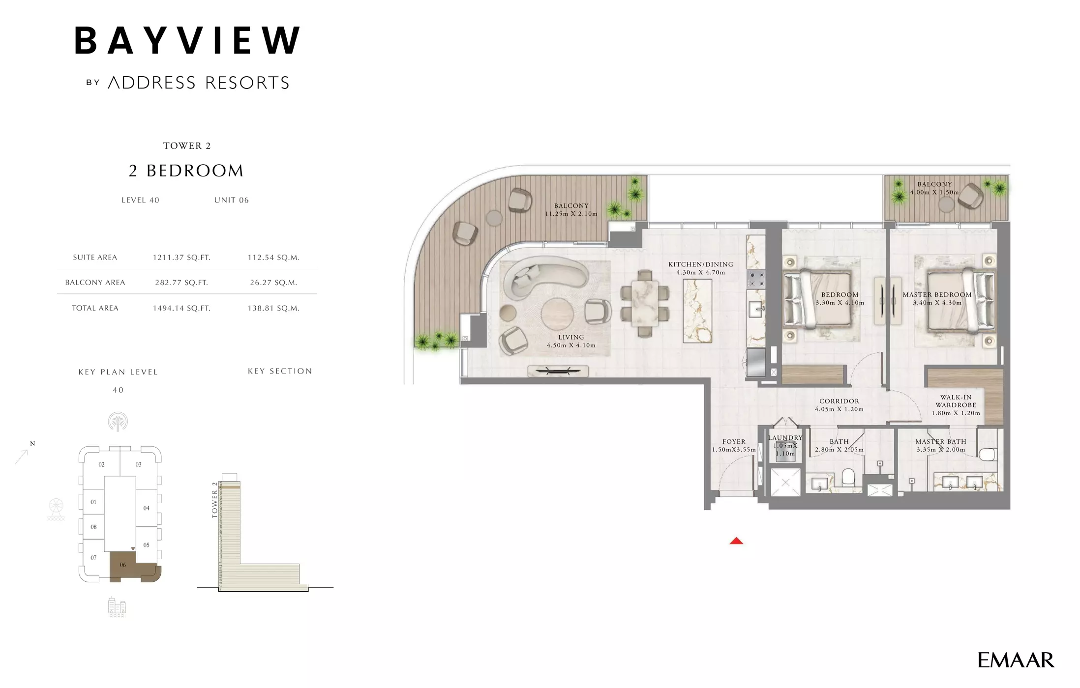 Bayview By Emaar Unit 6, Level 40, 2 beds