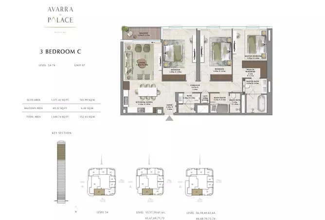 Avarra By Palace — 3BR floor plan