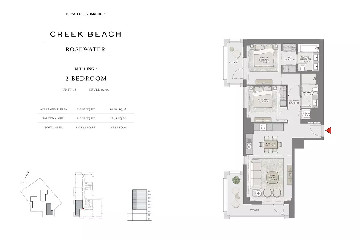 Creek Beach Rosewater B3-Type C, 2 beds