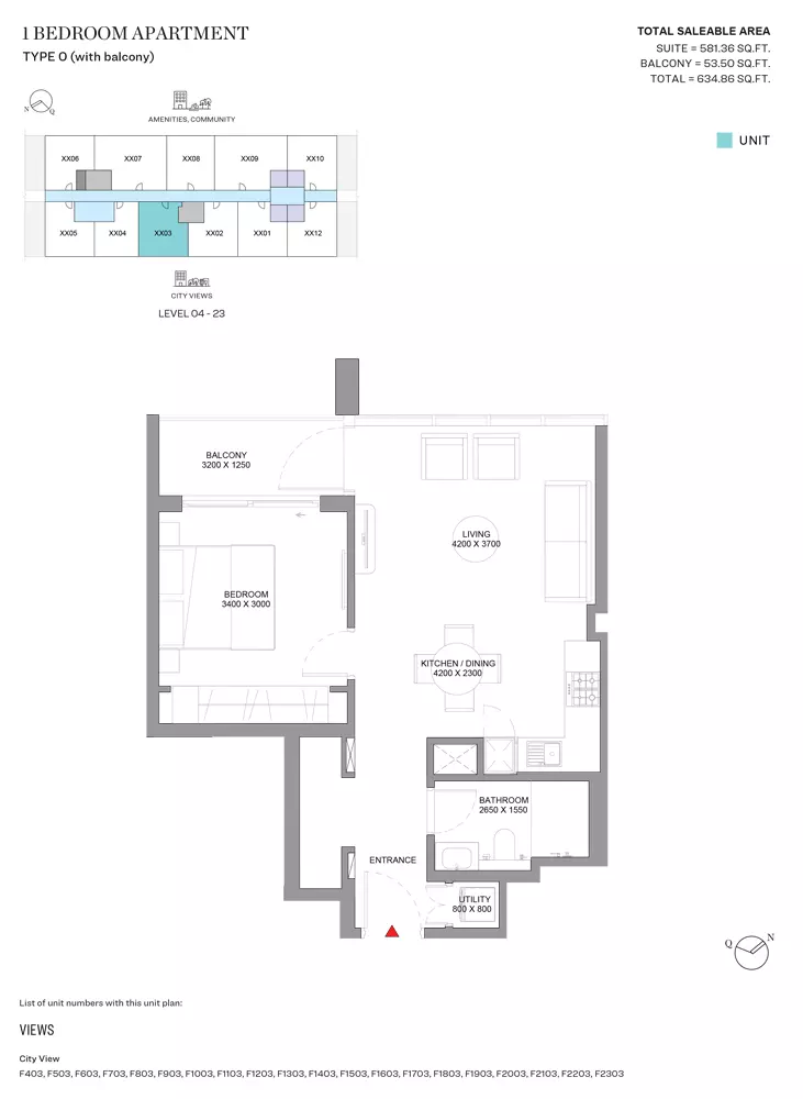 Sobha Orbis Type O-Tower F, 1 bed