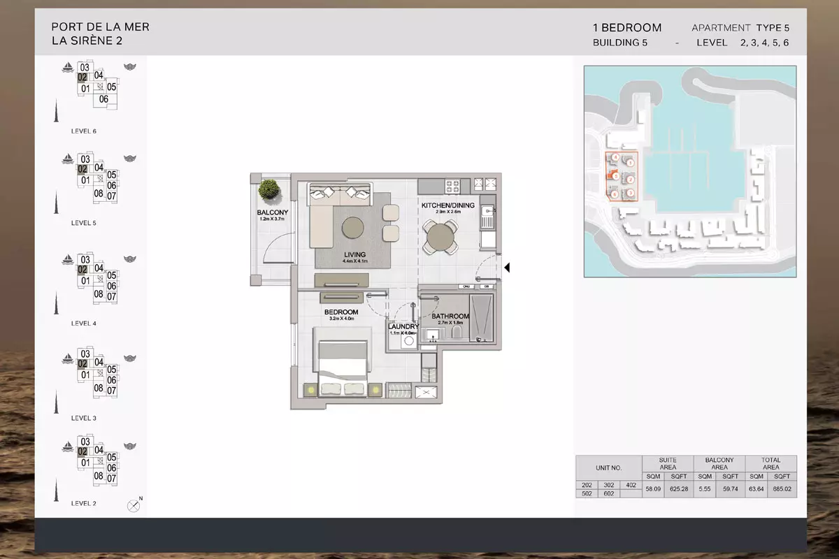 La Sirene Phase 2 By Meraas Type 5-Building 5, 1 bed