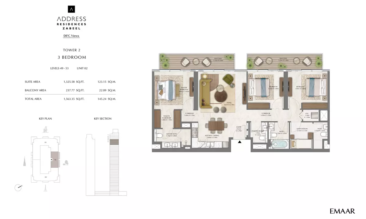 Address Residences Zabeel Unit 2, 3 beds
